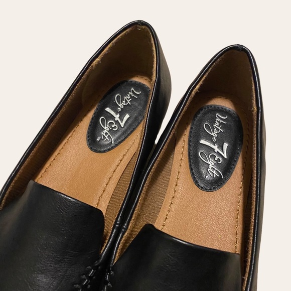 Black Pointed Toe Faux Leather Vintage 7 Eight Loafer Shoes - Picture 4 of 4